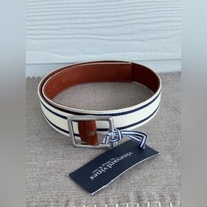 Vineyard Vines Heritage Stripe Reversible Belt Prussian Blue Size 30 NWT